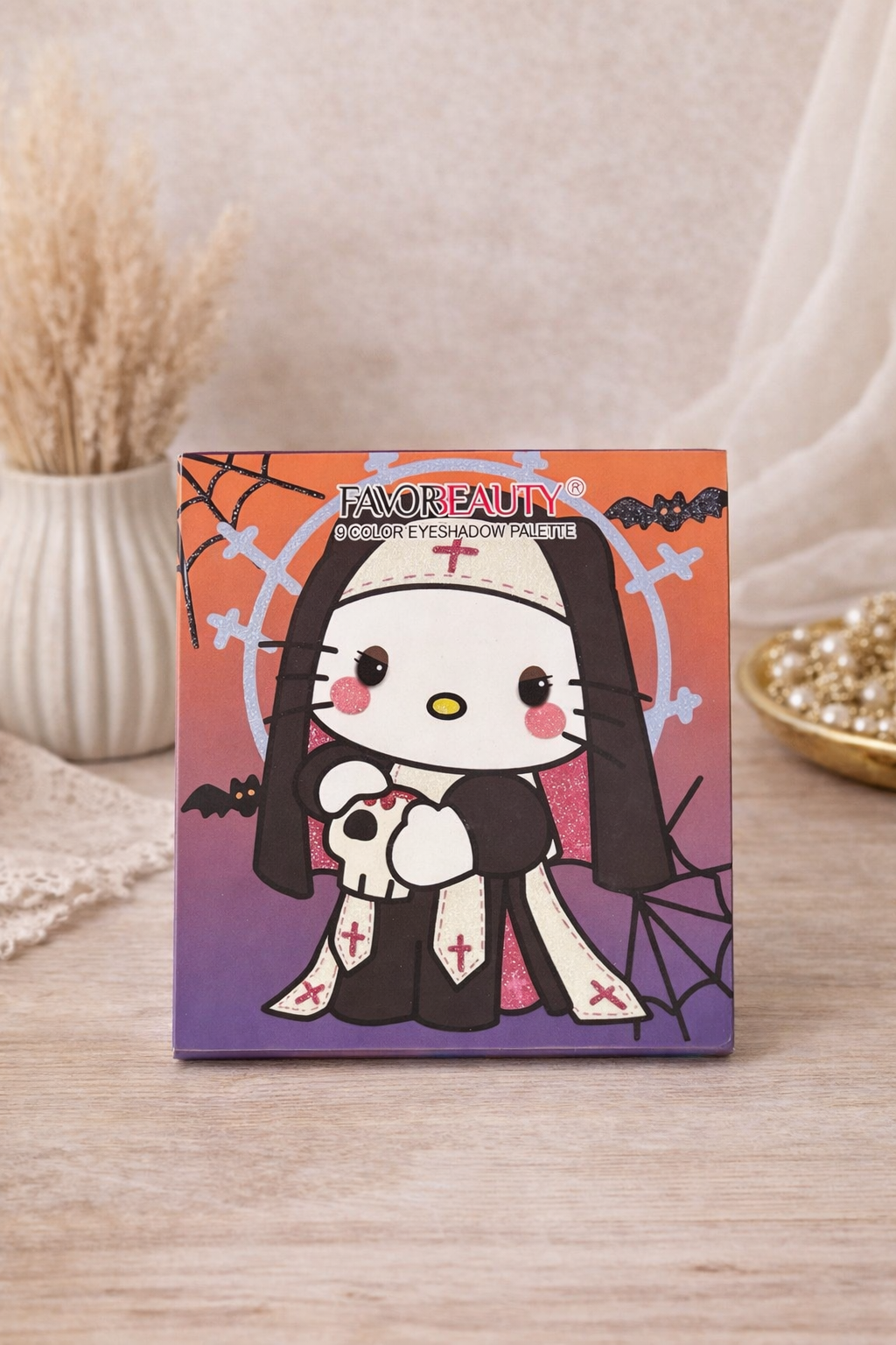 Hello Kitty Halloween Eyeshadow Palette 9 Colors Glitter Matte Mirror Kawaii Makeup