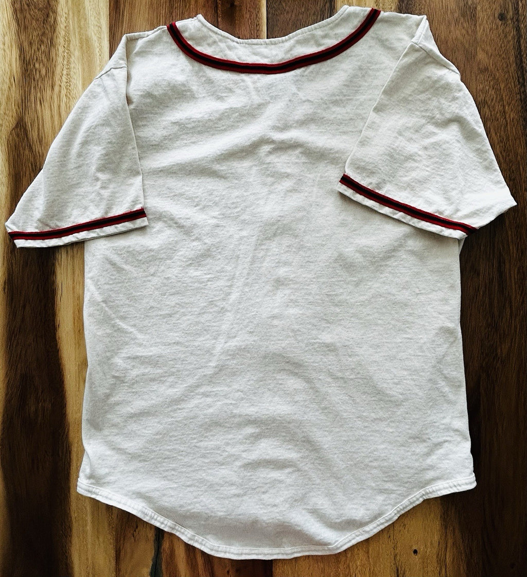 Badger Sportswear Men's Baseball Button-Up Shirt L White Red Short Sleeve1