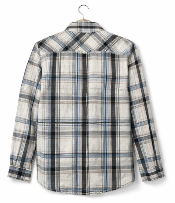 BKE Men's Athletic Fit Plaid Button-Up Shirt Blue Gray White Black Large1