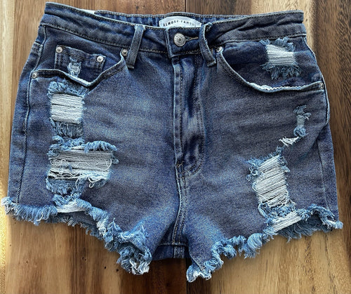 Almost Famous Women's Distressed Cut-Off Denim Shorts Blue Juniors Size 50