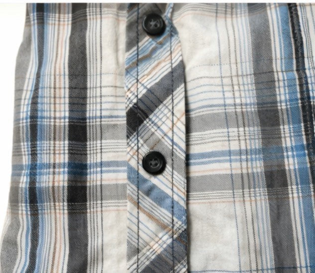 BKE Men's Athletic Fit Plaid Button-Up Shirt Blue Gray White Black Large2