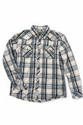 BKE Men's Athletic Fit Plaid Button-Up Shirt Blue Gray White Black Large0