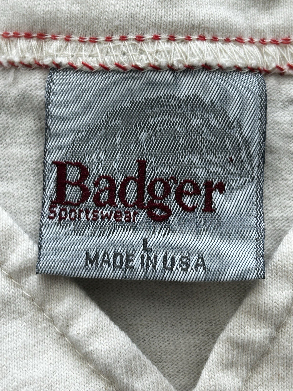 Badger Sportswear Men's Baseball Button-Up Shirt L White Red Short Sleeve3